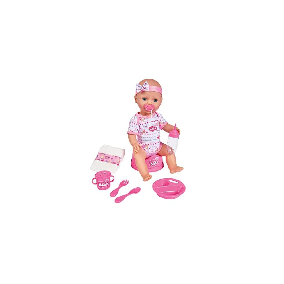 Simba 105039005 New Born Baby Doll Toy & Accessories | Drink and wet functions | 38cm tall | Ages 3+