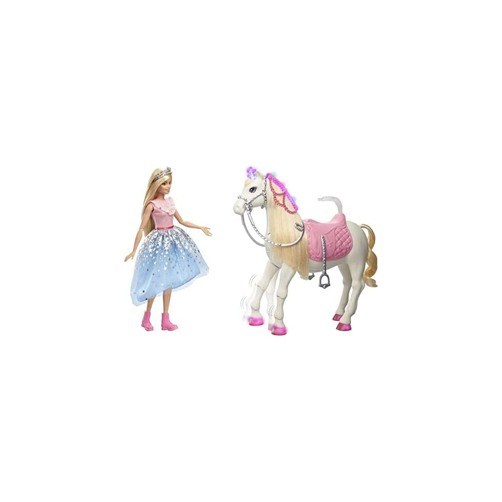 Barbie Princess Adventure Prance & Shimmer Horse and Barbie Doll, Interactive Toy with Songs, Lights, Sounds and Realistic Movements, Gift f