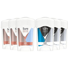 Sure Maximum Protection Clean Scent Deodorant Stick Pack for Couples - Pack of 6 x 45ml sticks (3 x Sure Maximum Protection Men, 3 x Sure Ma