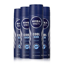 NIVEA MEN Cool Kick Anti-Perspirant Deodorant Spray Pack of 4 (4 x 150ml), Men's Anti-Perspirant Deodorant, Fresh 48H Protection Deodorant M