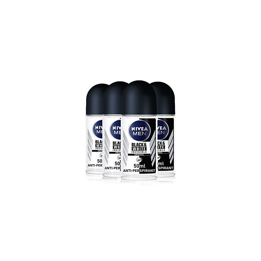 Nivea Men's Black/White & Invisible Original Antiperspirant Deodorant Pack Of 4 (4 X 50Ml), Deodorant With 0% Alcohol, 48 Hour Antipersp