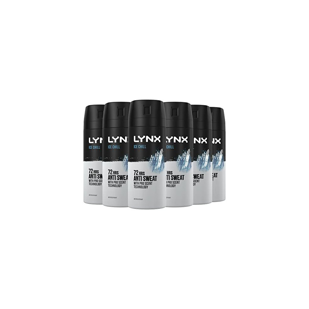 Lynx Ice Chill 72 hour protection against odour and wetness Anti-Perspirant Deodorant Spray no fuss aerosol for all-day freshness 150 ml pac