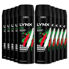 10 Pack of Lynx Africa 48 Hours High Definition Fragrance of Fresh Mandarin & Sandalwood Body Spray Deodorant 200ml