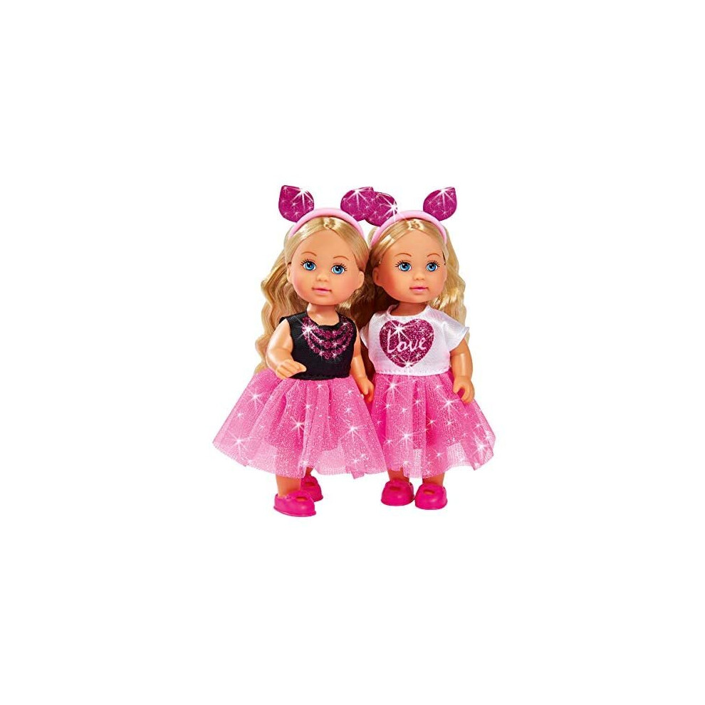 Simba 105733311 - Evi Love Fashion Party Toy Doll in Glittery Party Outfit with Trendy Cat Ears Hair Band 12 cm from 3 Years