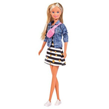 Simba 105733459 - Steffi Love Sneakers Love, Toy Doll in a Fashionable Dress with Denim Jacket, Bum Bag and 3 Pairs of Speakers, 29 cm, from