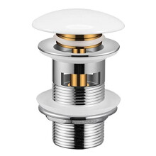 [Pop-up Basin Waste] Hapilife Modern Chrome Brass Slotted Bathroom Sink Sprung Plug Click Clack White