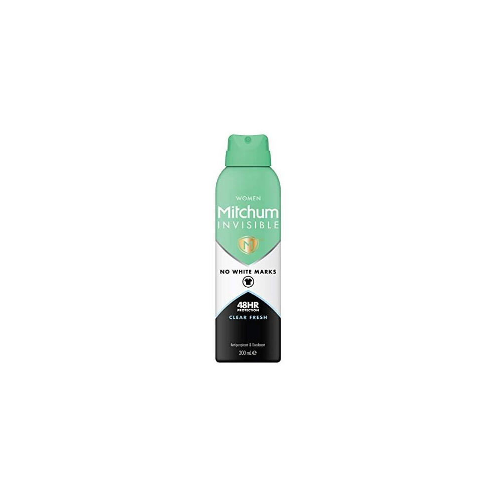 Mitchum Invisible Women 48Hr Protection Aerosol Deodorant & Anti-Perspirant, No White Marks, Alcohol Free, Clear Fresh, 200 Ml