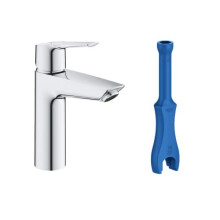 GROHE QUICKFIX Start | Bathroom basin mixer tap with click-clack push waste | Easy to install and includes 3-in-1 installation tool | Medium