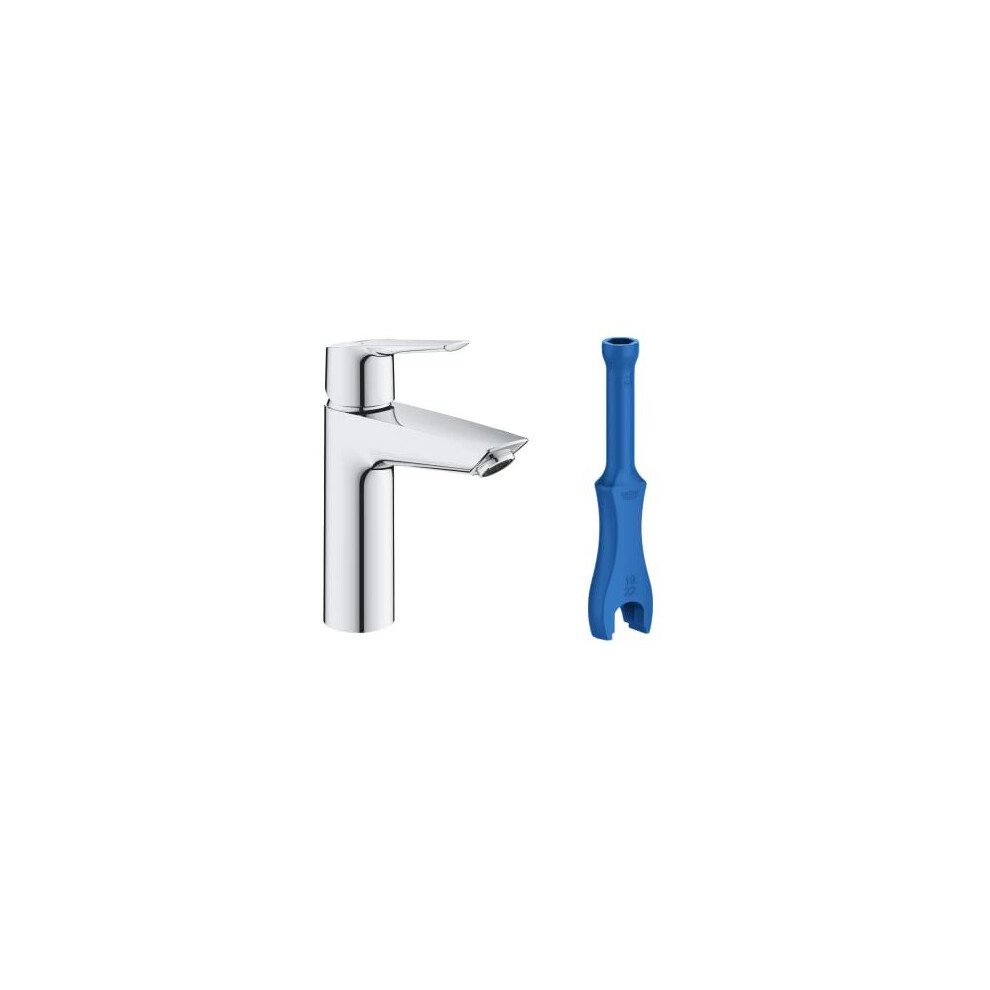 GROHE QUICKFIX Start | Bathroom basin mixer tap with click-clack push waste | Easy to install and includes 3-in-1 installation tool | Medium