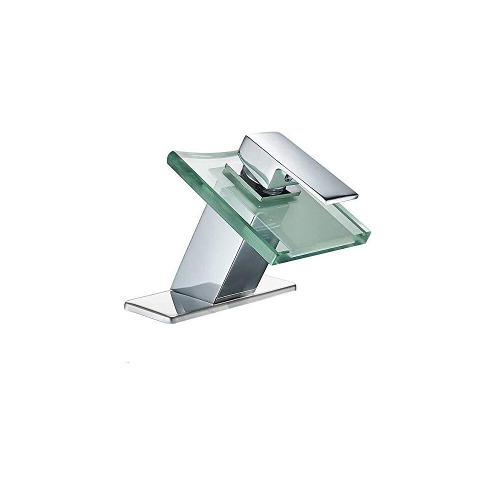 Aquafaucet Waterfall Bathroom Sink Faucet Brushed Nickel Glass Spout 789911986923
