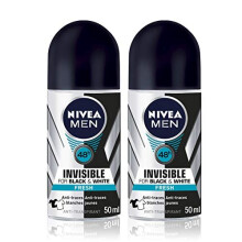 Nivea for Men Nivea Deodorant Invisible for Black & White Fresh Roll-On 50ml Pack of 2