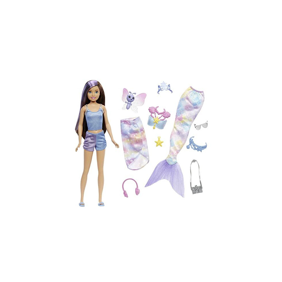 Barbie Mermaid Power Skipper Doll with 10 Pieces Including Clothing, Mermaid Tail, Pet & Accessories, Toy for 3 Year Olds & Up