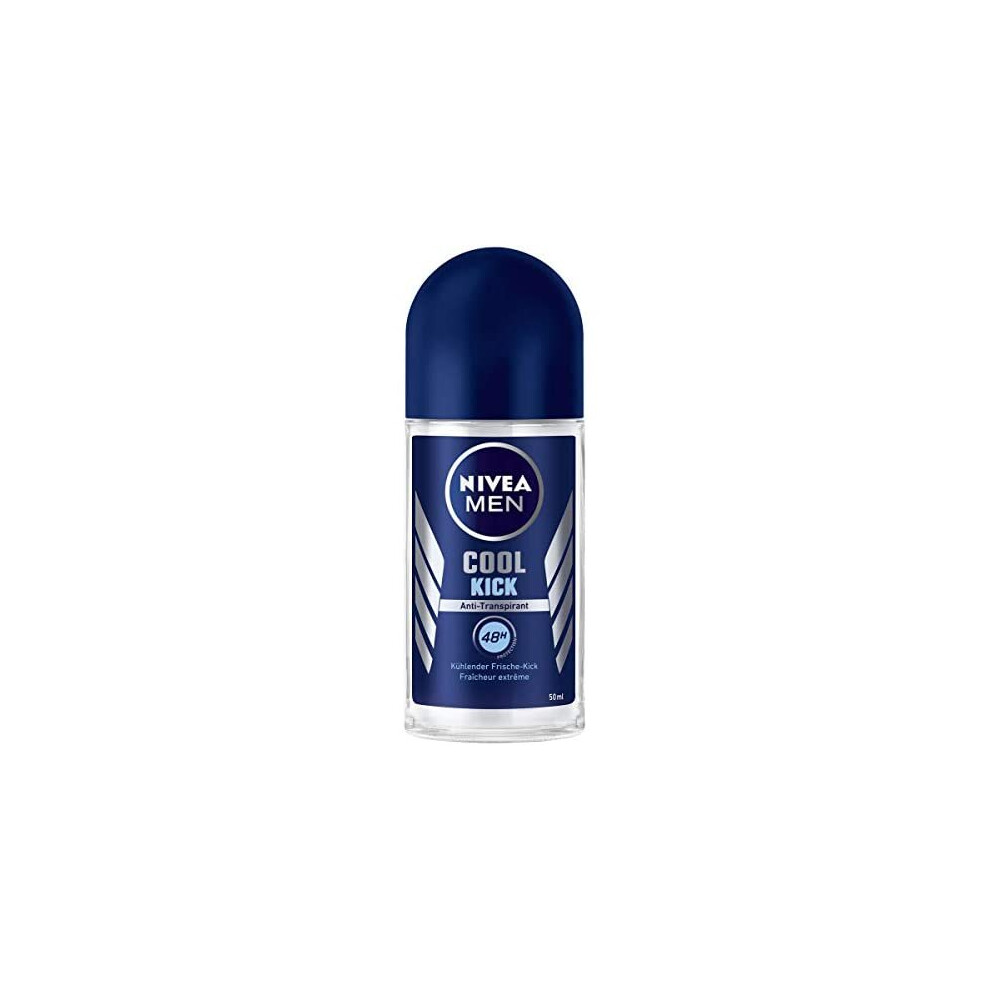 NIVEA MEN Cool Kick Roll-On Deodorant Pack of 6 (6 x 50 ml), Antiperspirant for a Refreshed Skin Feel, Deodorant with 48 Hours Protection