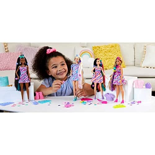 Barbie Barbie Totally Hair Doll Heart com tema com cabelos de fantasia de 8,5 polegadas e 15 acess   rios de estilo (8 com recurso de mudan   a de cor) 1