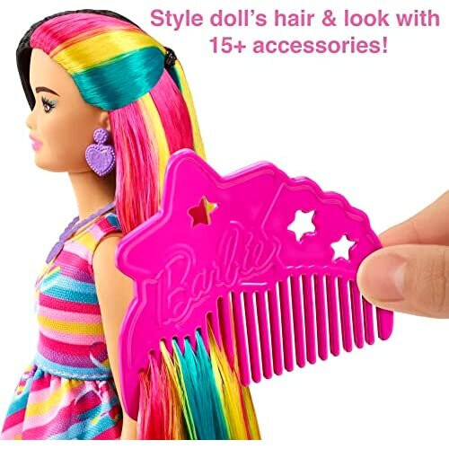 Barbie Barbie Totally Hair Doll Heart com tema com cabelos de fantasia de 8,5 polegadas e 15 acess   rios de estilo (8 com recurso de mudan   a de cor) 2