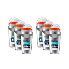 L'Oréal Men Expert Cooling Deodorant for Men, Intensive Roll-On Deodorant for 48 Hours, Ultra Cooling Effect, Fresh Extreme, 6 x 50 ml