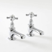 Milano Elizabeth Basin Pillar Taps with Crosshead Handles – Chrome & White, Lead-Free Brass, Ceramic Disc, Independent Hot & Cold