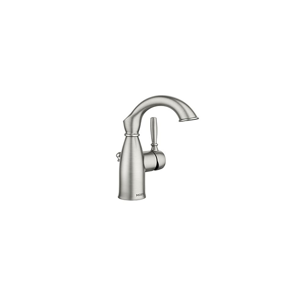 Robinet de salle de bain rustique     poign   e unique en nickel bross    Moen Sarona Spot Resist avec plaque de pont en option, 84144SRN