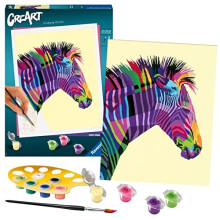 Ravensburger CreArt Funky Zebra Paint by Numbers for Adults 12 Years Up - Painting Arts and Crafts Set - Home Decor Accessories