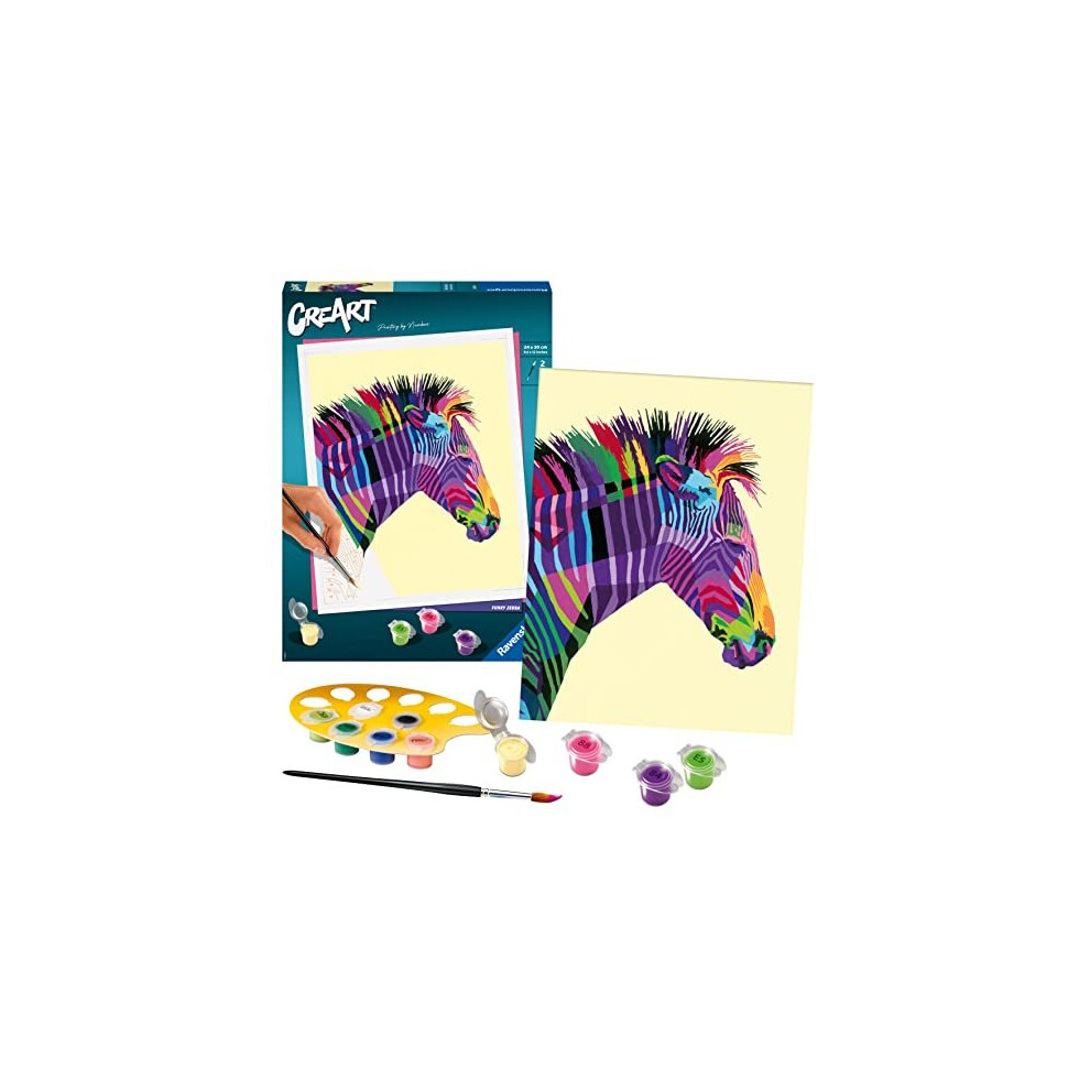 Ravensburger CreArt Funky Zebra Paint by Numbers for Adults 12 Years Up - Painting Arts and Crafts Set - Home Decor Accessories