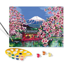 Ravensburger CreArt Japanese Cherry Blossom Mount Fuji Numbers for Adults and Kids Age 12 Years Up - Painting Arts and Crafts Set - Home Decor Ac