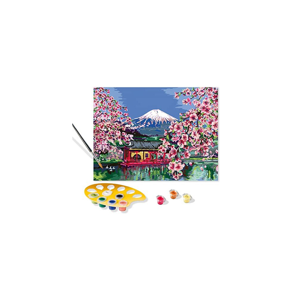 Ravensburger CreArt Japanese Cherry Blossom Mount Fuji Numbers for Adults and Kids Age 12 Years Up - Painting Arts and Crafts Set - Home Decor Ac