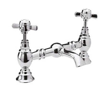 Nuie I315X Beaumont Traditional Bathroom Luxury Crosshead Handle Bridge Basin Mixer Tap, 140mm x 240mm, Chrome