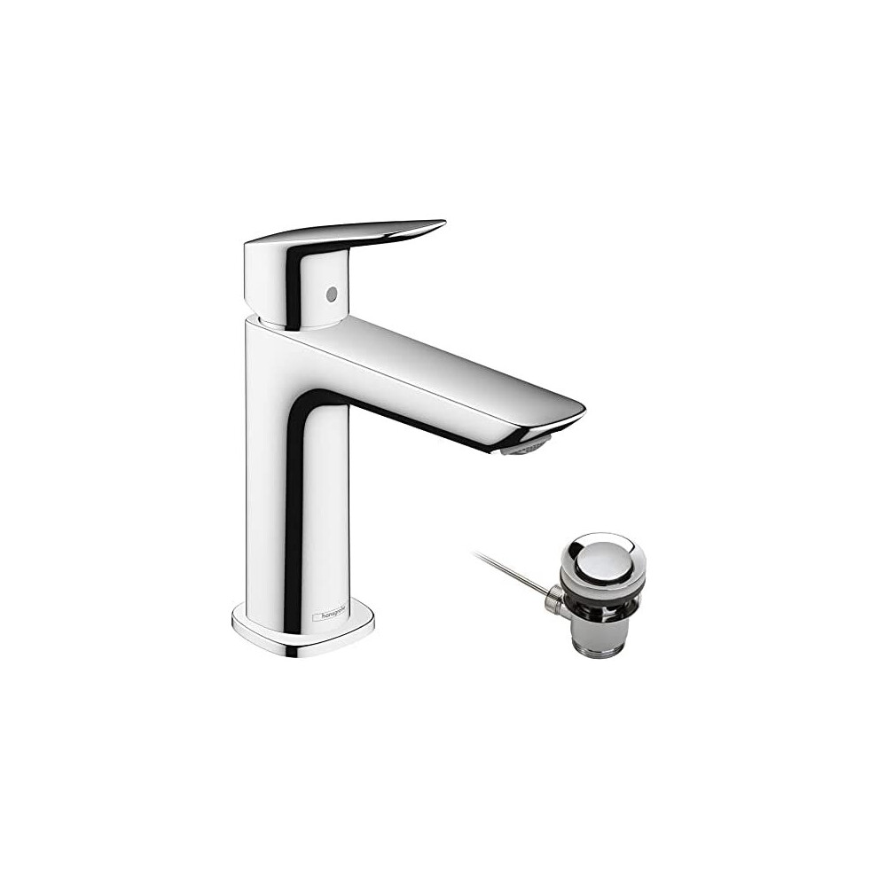 Hansgrohe Logis Basin Mixer Tap 110 Fine With Pop-Up Waste Set, Chrome, 71251000