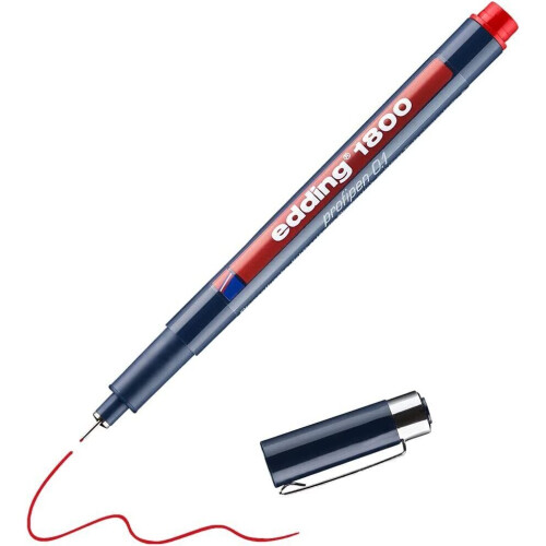 Edding 1800 Profipen Fineliner Drawing Pen - 0.1mm - Red Ink - Single