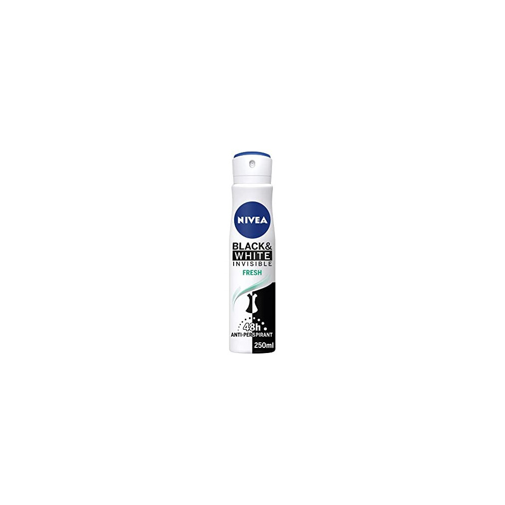 NIVEA Black & White Invisible Fresh Anti-Perspirant Deodorant Spray (250ml), 48hr Fresh Fragrance Deodorant for Women,Â  Alcohol Free Anti-Pe