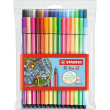 STABILO Pen 68 Pennarelli con punta in fibra 1,0 mm - 30 colori assortiti in astuccio