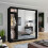 (Black, 180cm) Double Mirror Sliding Door Wardrobe 3