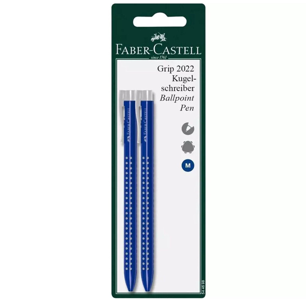 Faber-Castell Grip 2022 Ballpoint Pen - Blue Barrel - Blue Ink - Blister of 2