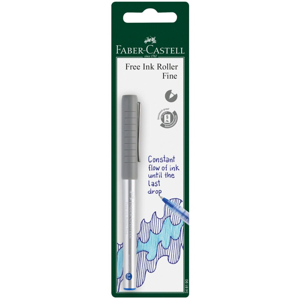 Faber-Castell Free Ink Rollerball Pen - 0.7mm - Blue - Single - BLISTER