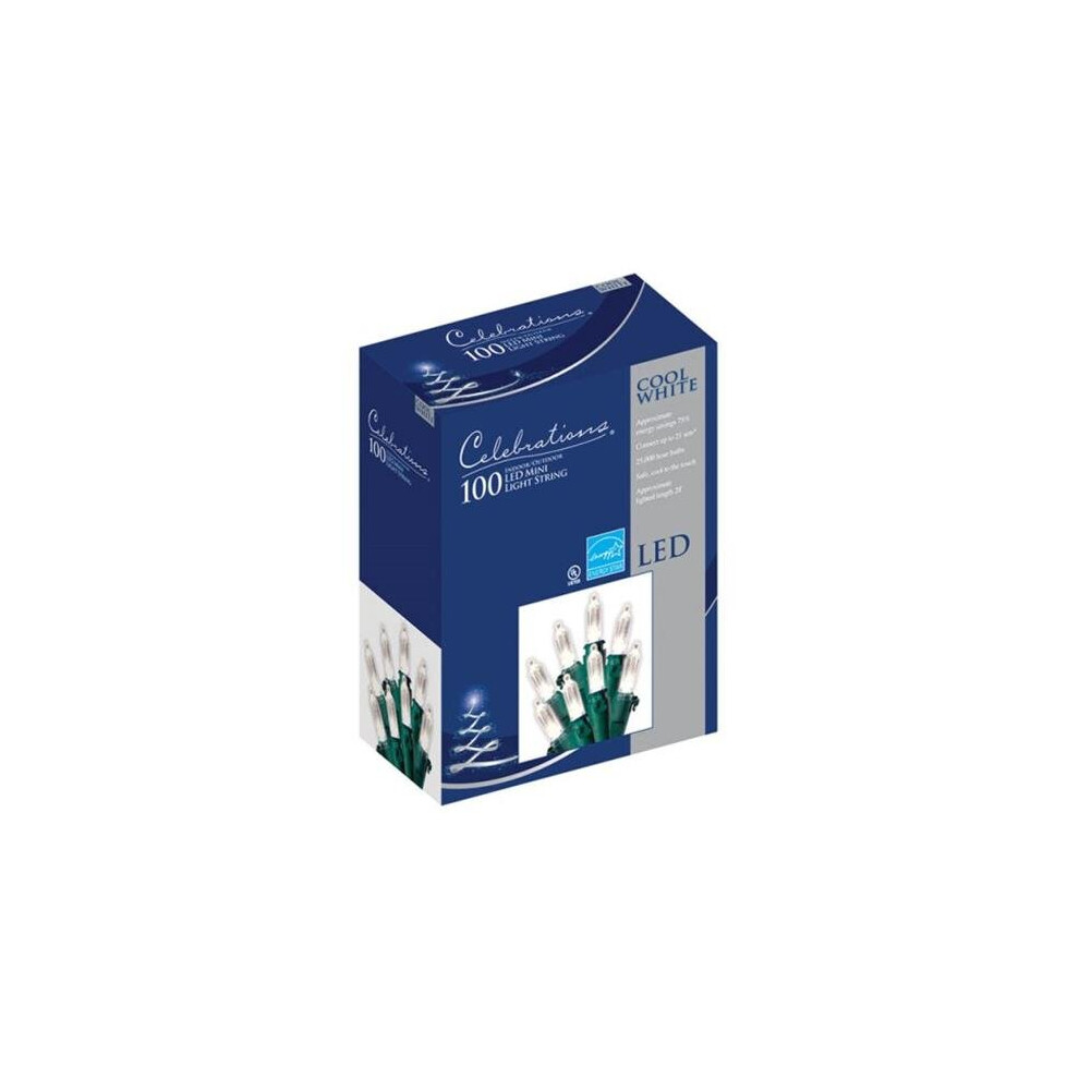 Celebrations 40839-71 Cool White Traditional LED Light Set  100 Count