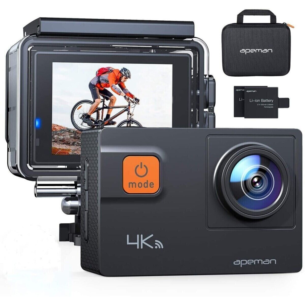 Apeman A80 Action Camera 4K Ultra HD Wi-Fi Control 40m Waterproof Time-Lapse