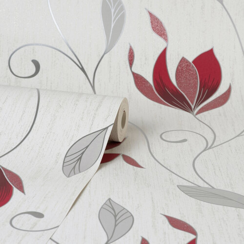 Crown Crown Synergy Floral Red Wallpaper M1718 1