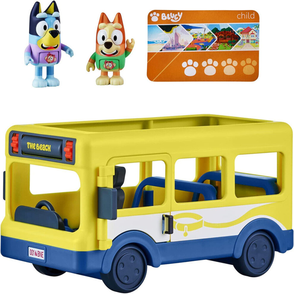 Bluey Town Bus Vehicle Playset With 2 Official Figures - 6-Seater, Poseable & Bingo, 17345