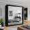 (Black) Modern Double Mirror Sliding Door Wardrobe - 90cm 1