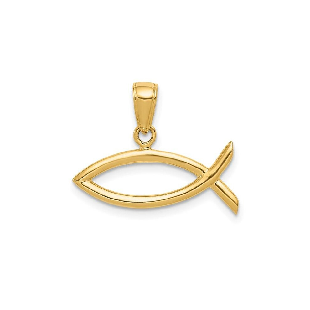 Quality Gold D3742 14K Ichthus Fish Pendant