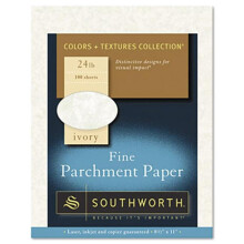 Southworth  Parchment Specialty Paper, Ivory, 24 lbs., 8.5 x 11, 100-Box