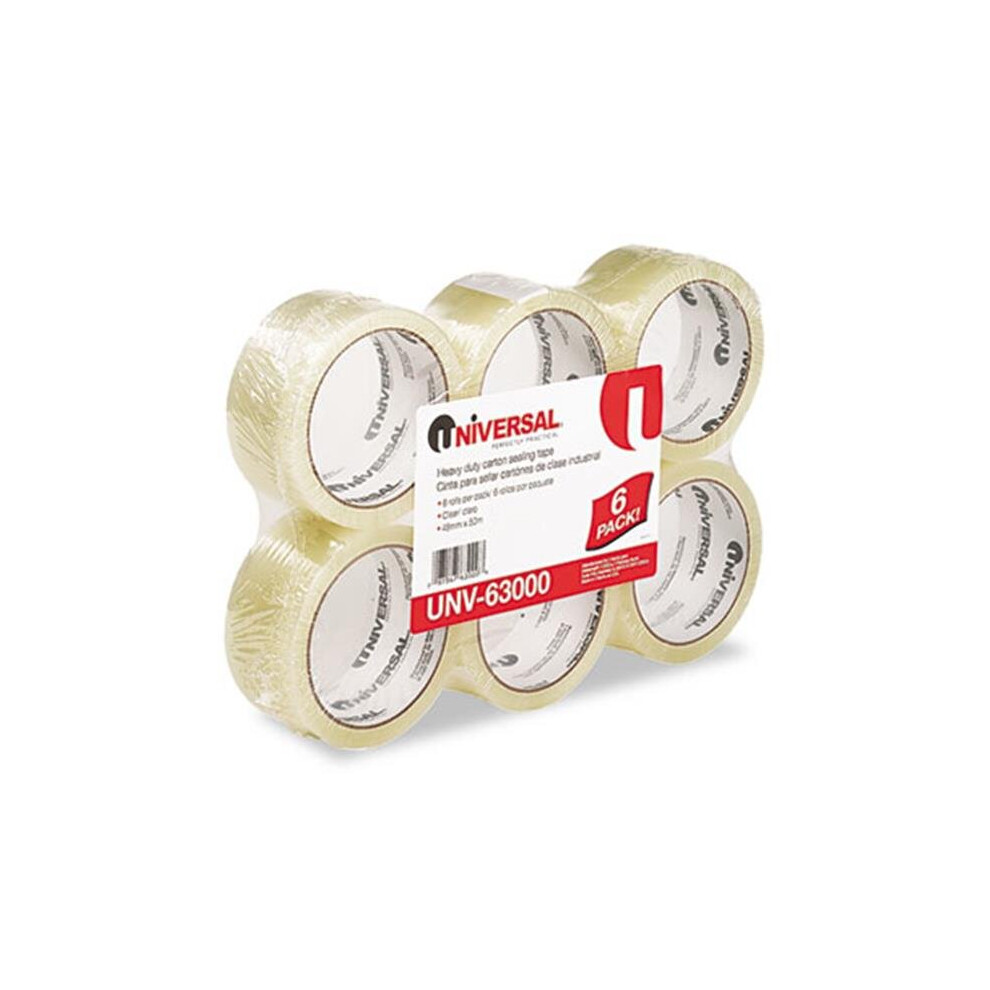 Universal  Box Sealing Tape, 2 in. x 55 yards, 3 in. Core, Clear, 6-Pack