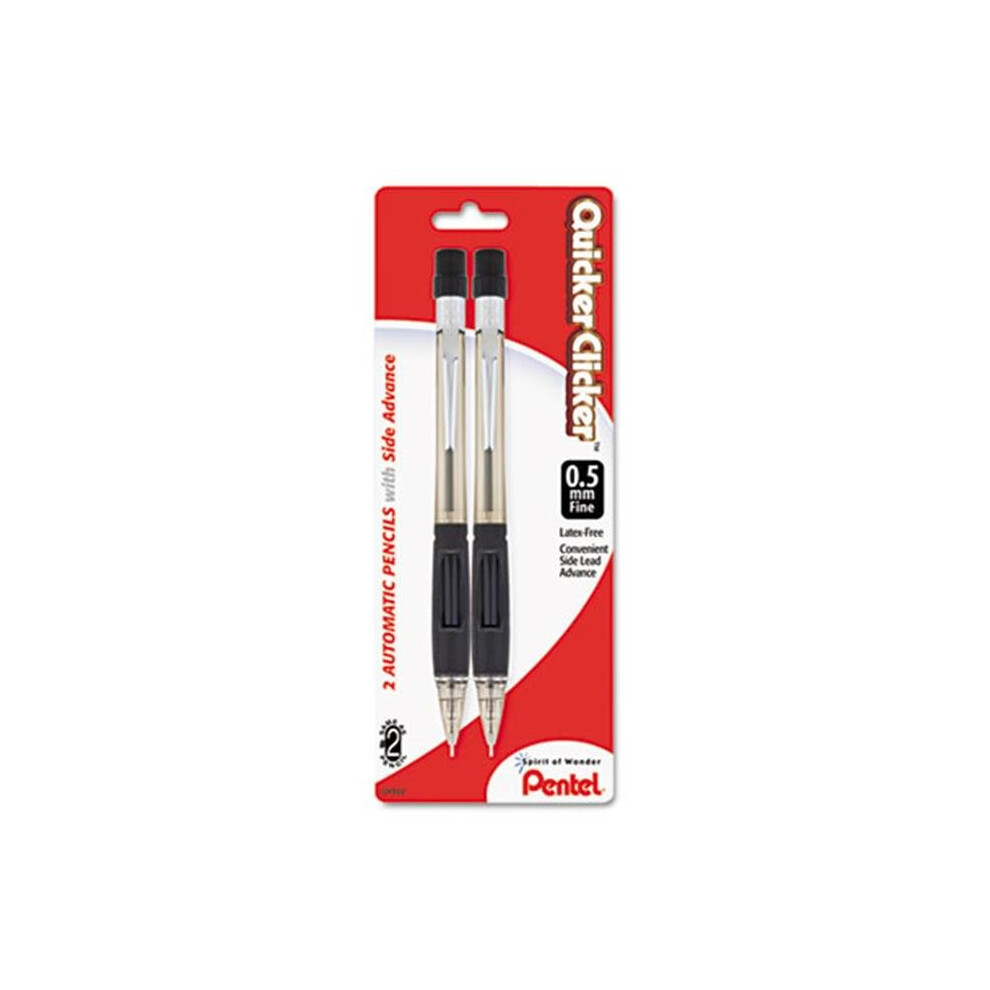 Pentel Quicker Clicker Mechanical Pencil 0.5 Mm Smoke 2-Pk