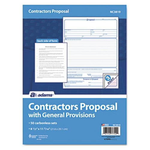 Adams Business Forms  Contractor Proposal Form  3-Part Carbonless  8 .5 x 11  50 Forms