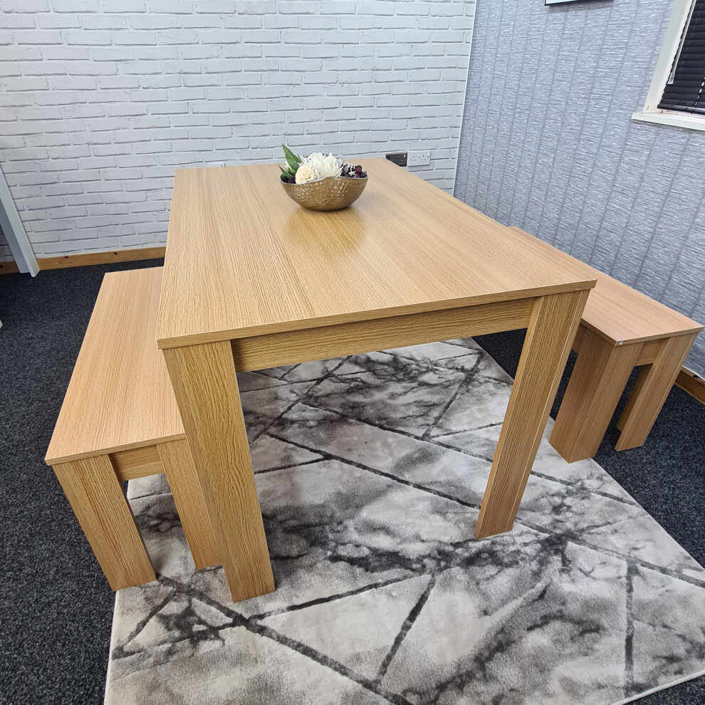 Kosy Koala Oak Effect Dining Table And 2 Benches (Table With 2 Benches)