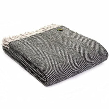 Tweedmill Textiles Herringbone KNEE RUG Throw Blanket -100% Pure New Wool - BRITISH MADE - CHARCOAL & SILVER GREY