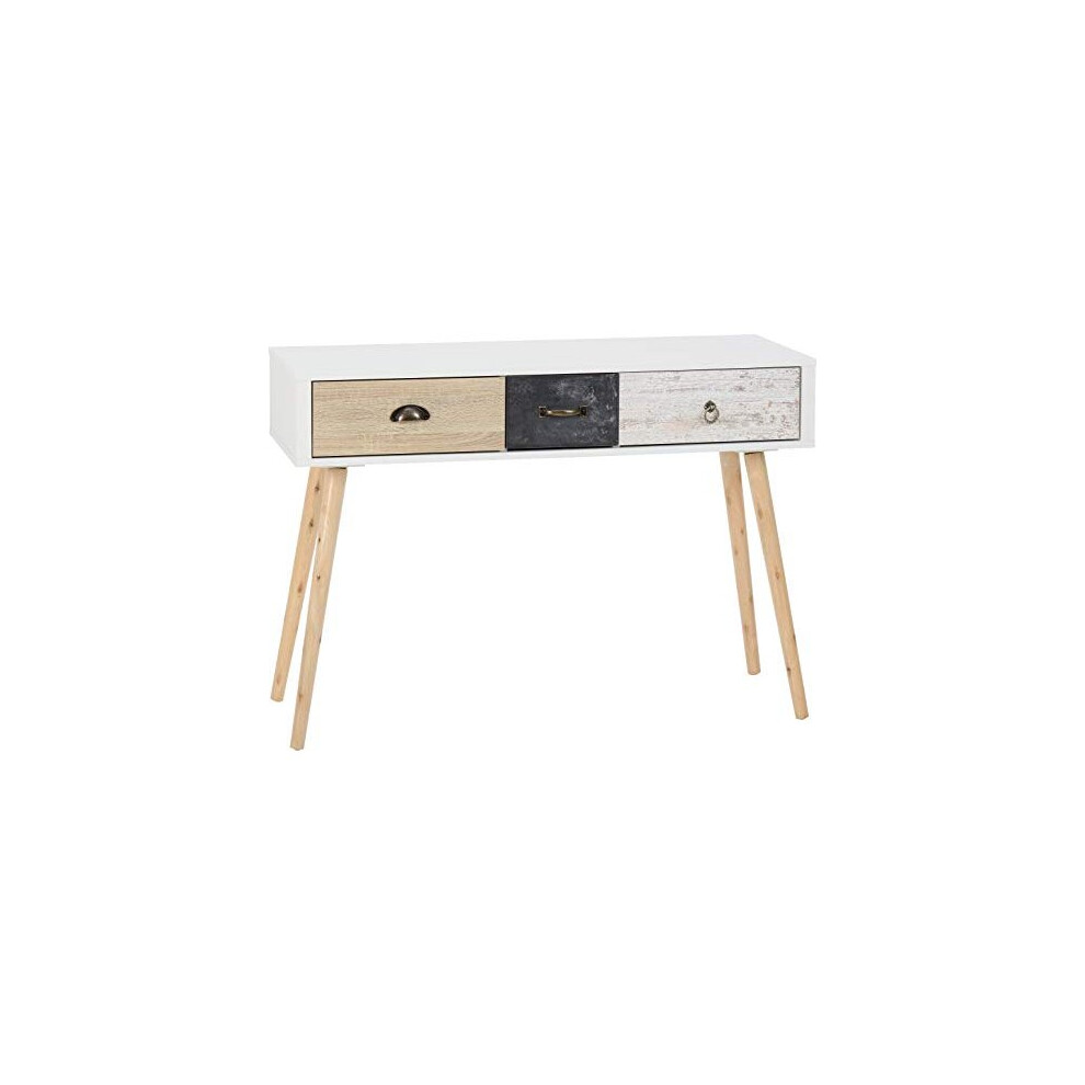 Seconique Nordic 3 Drawer Occasional Table in White/Distressed Effect, One Size