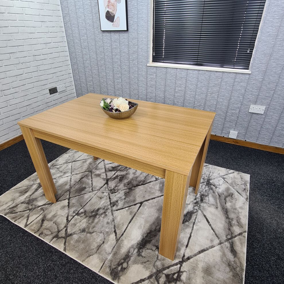 Modern wooden oak effect kitchen dining Table without chairs