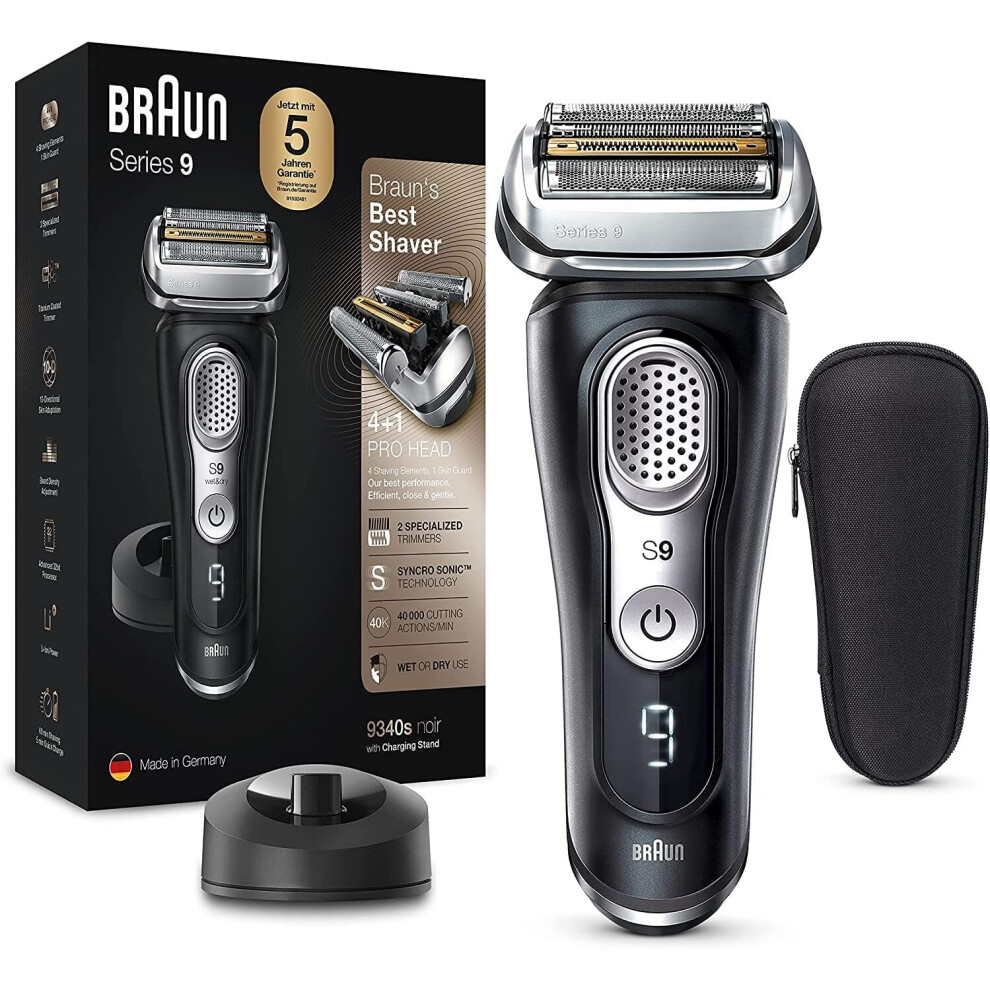 Braun Series 9 Pro 9465cc Men's Electric Shaver, 4+1 Head with ProLift Trimmer, 5-in-1 Cleaning Station, 60 Minutes