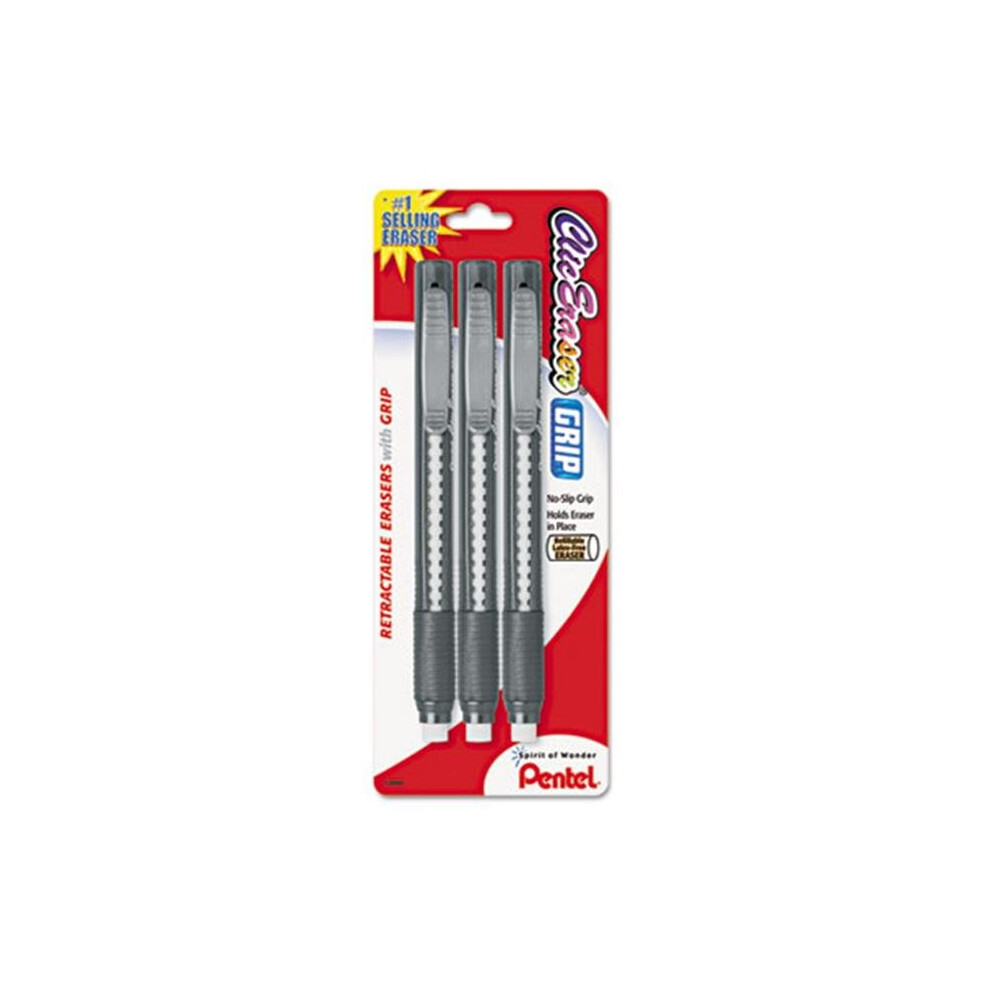 Pentel  Clic Eraser Pencil-Style Grip Eraser  Assorted  3-Pack